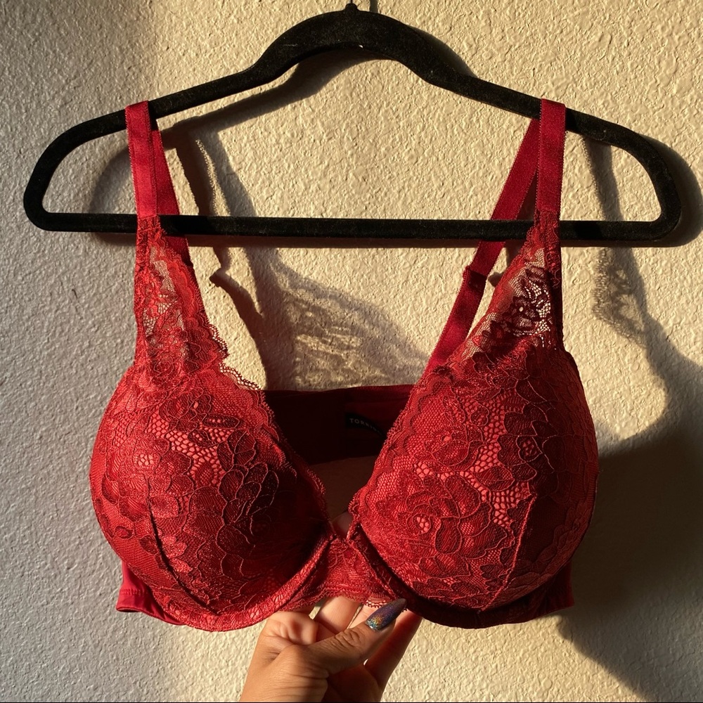 Red lace bra